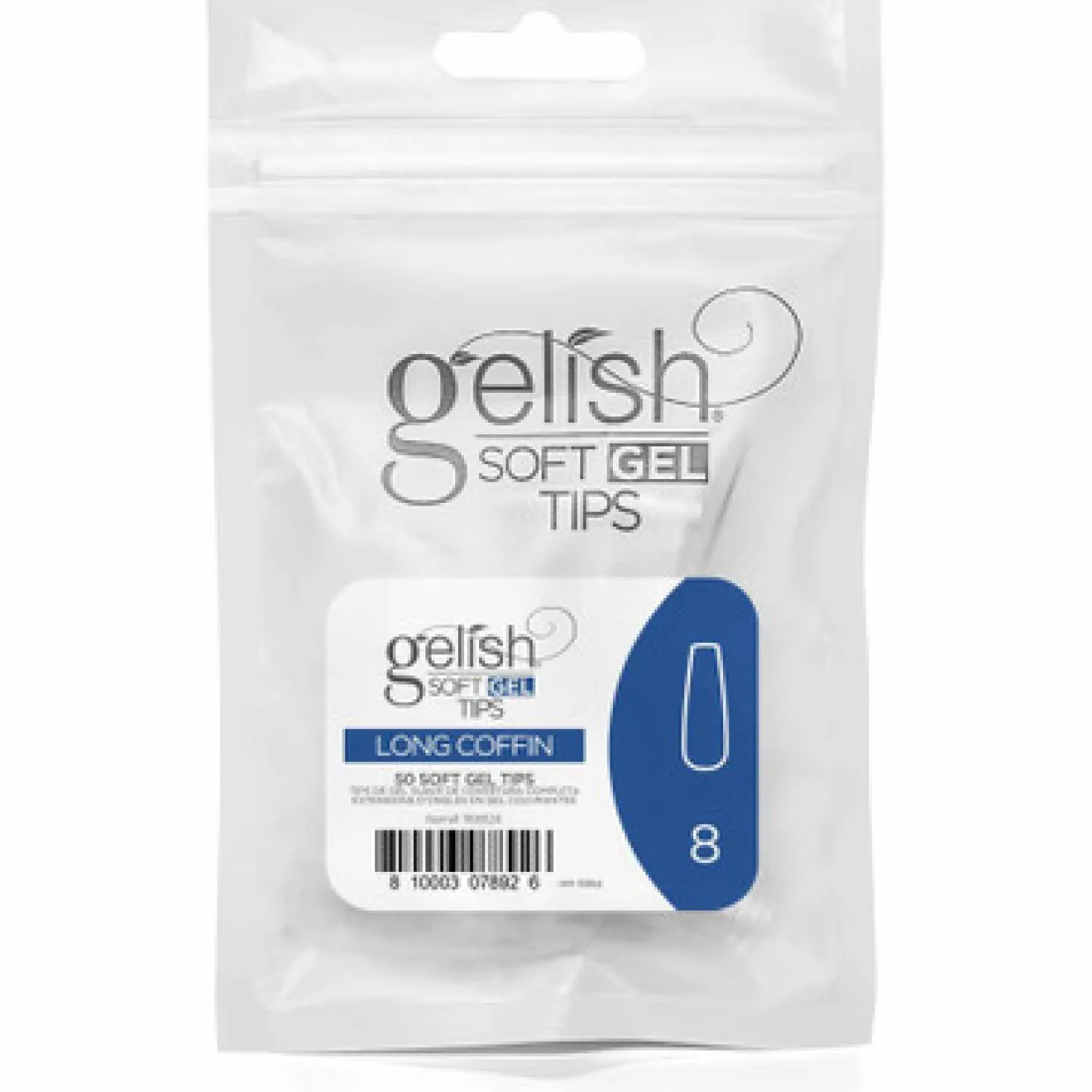 Gelish Soft Gel Tips, Long Coffin Size 8, 50 ct. Refill