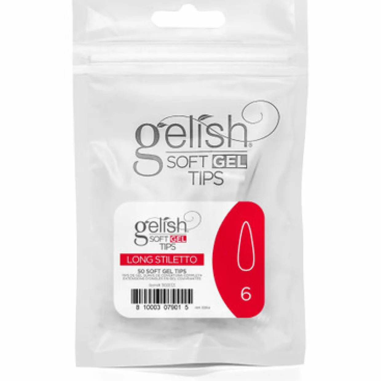 Gelish Soft Gel Tips, Long Stiletto Size 6, 50 ct. Refill