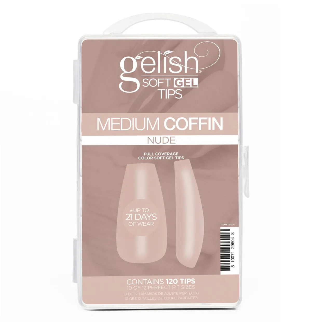 Gelish Soft Gel Tips, Nude Medium Coffin, 120 ct.