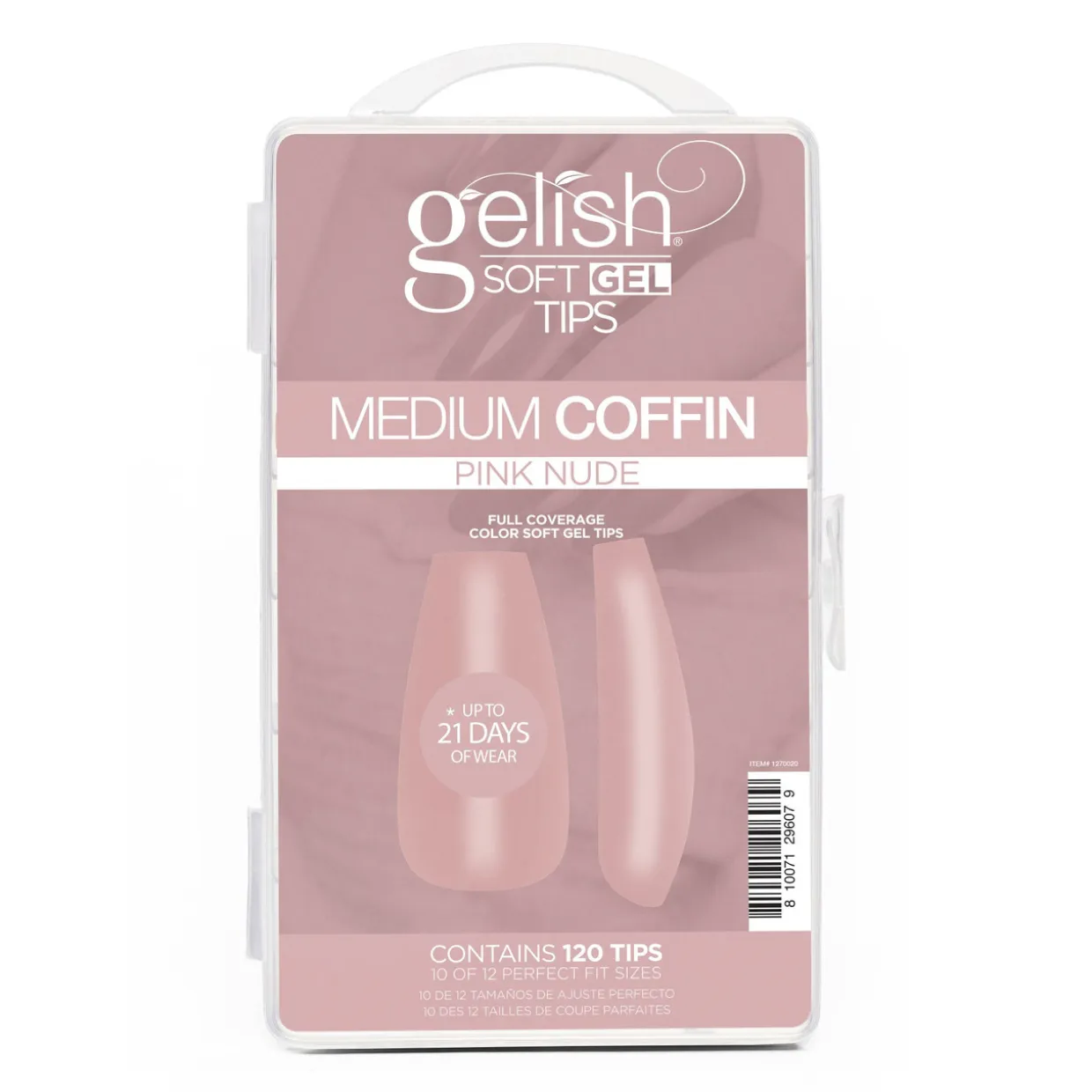 Gelish Soft Gel Tips, Pink Nude Medium Coffin, 120 ct.