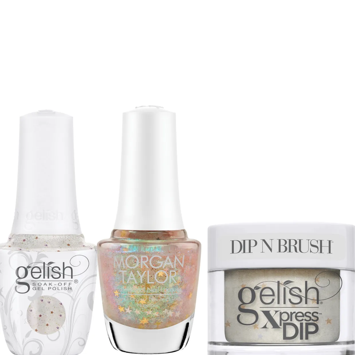 Gelish "Star Walking" Trio- Includes Gel Polish, Lacquer and Dip - Starfall Iridescent