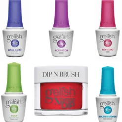 Gelish Summer Collection "Let's Roll" Xpress Dip n Brush "Give It A Curl", 6 pc Bundle