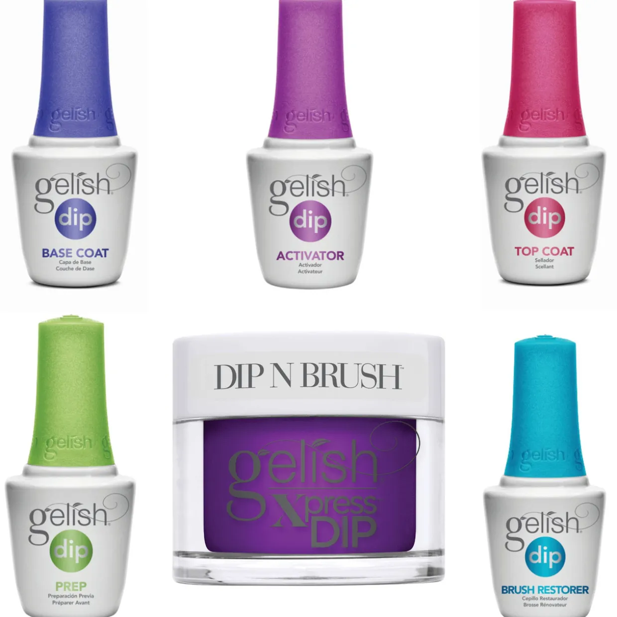 Gelish Summer Collection "Let's Roll" Xpress Dip n Brush "This Is How I Roll", 6 pc Bundle