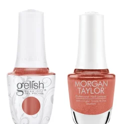Gelish "Sunset My Heart On Fire" Duo- Includes Gel Polish and Lacquer - Pumpkin Spice Iridescent