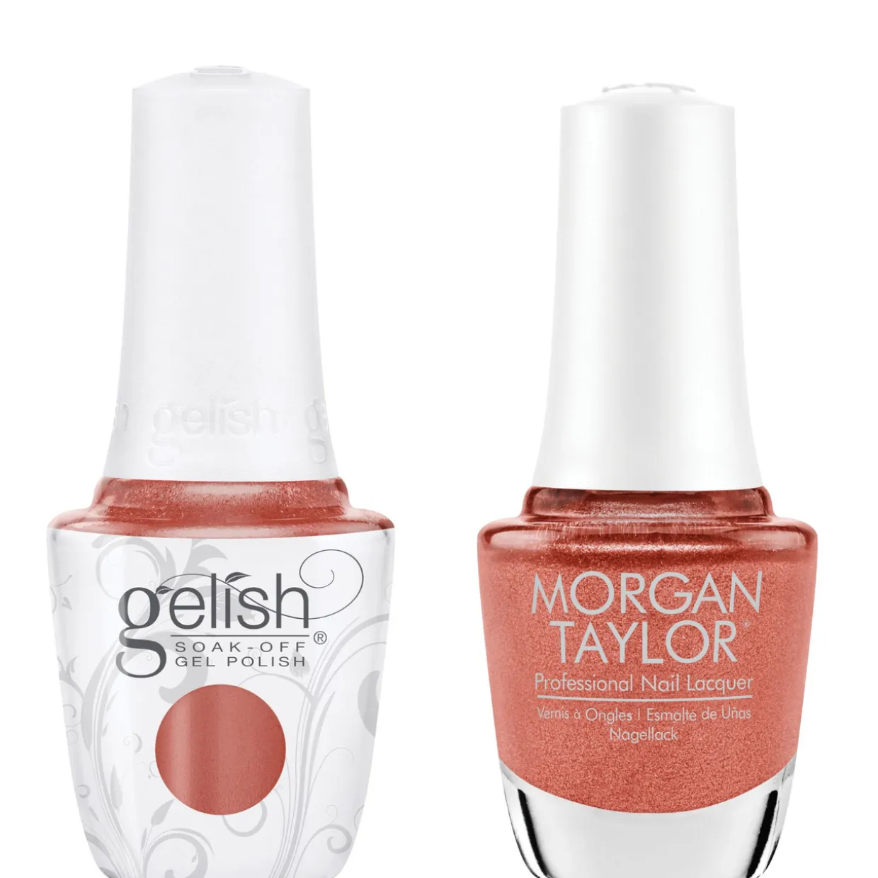 Gelish "Sunset My Heart On Fire" Duo- Includes Gel Polish and Lacquer - Pumpkin Spice Iridescent