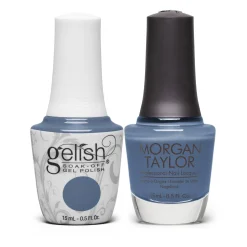 Gelish "Test The Waters" Duo, Chiffon Slate Blue Crème - Includes Gel Polish and Lacquer