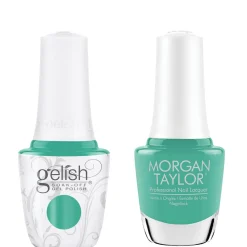 Gelish "Unwind With Me" Duo- Includes Gel Polish and Lacquer- Aquamarine Creme