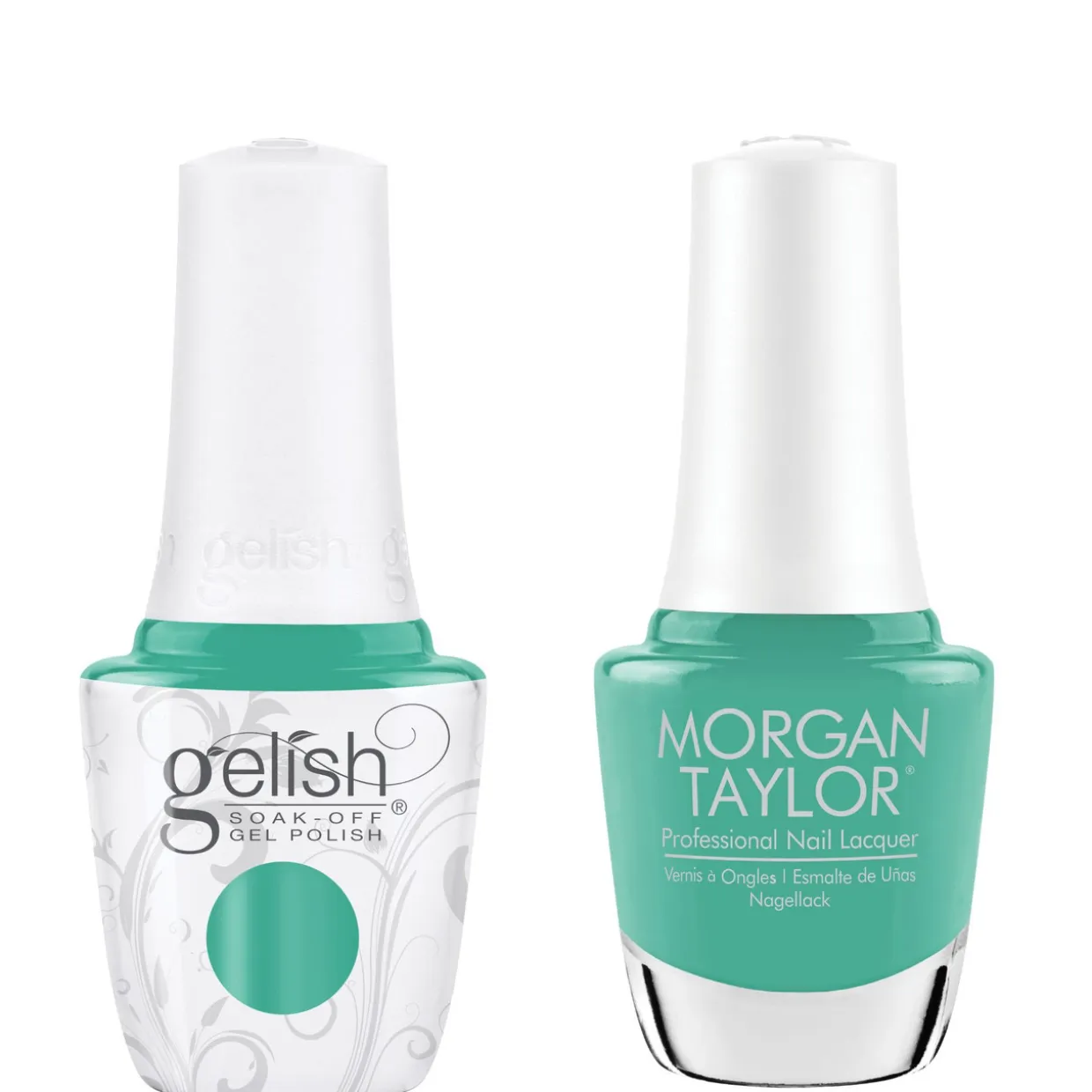 Gelish "Unwind With Me" Duo- Includes Gel Polish and Lacquer- Aquamarine Creme