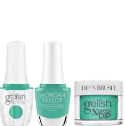 Gelish "Unwind With Me" Trio- Includes Gel Polish, Lacquer and Dip- Aquamarine Creme