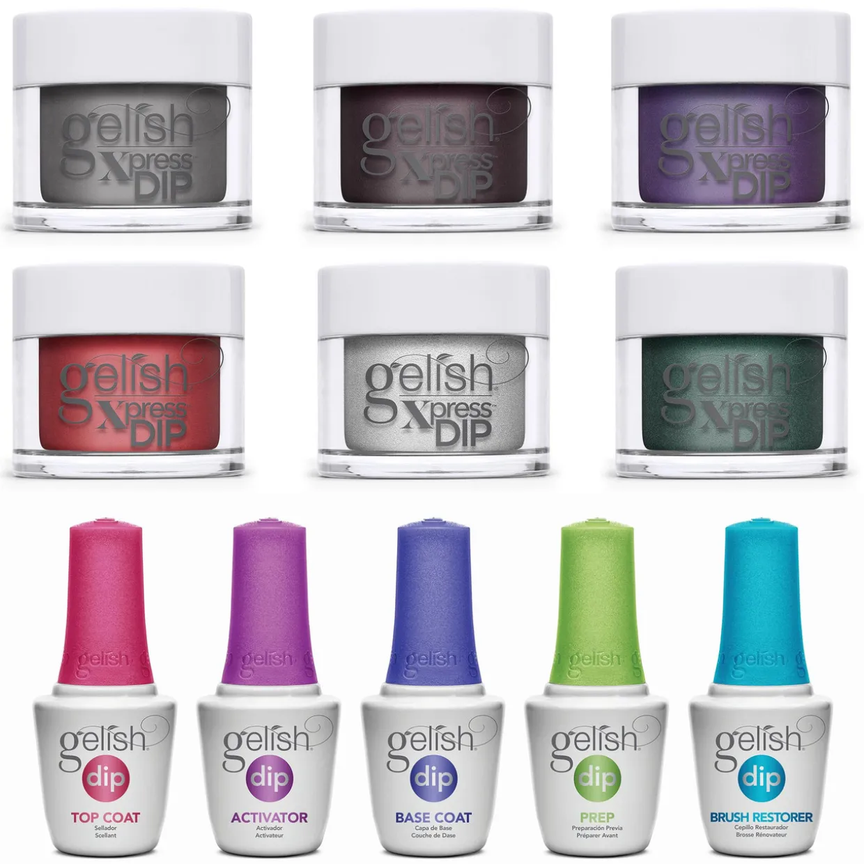 Gelish Xpress Dip Disney Villains Collection Starter Kit, 6 colors + Dip Basix