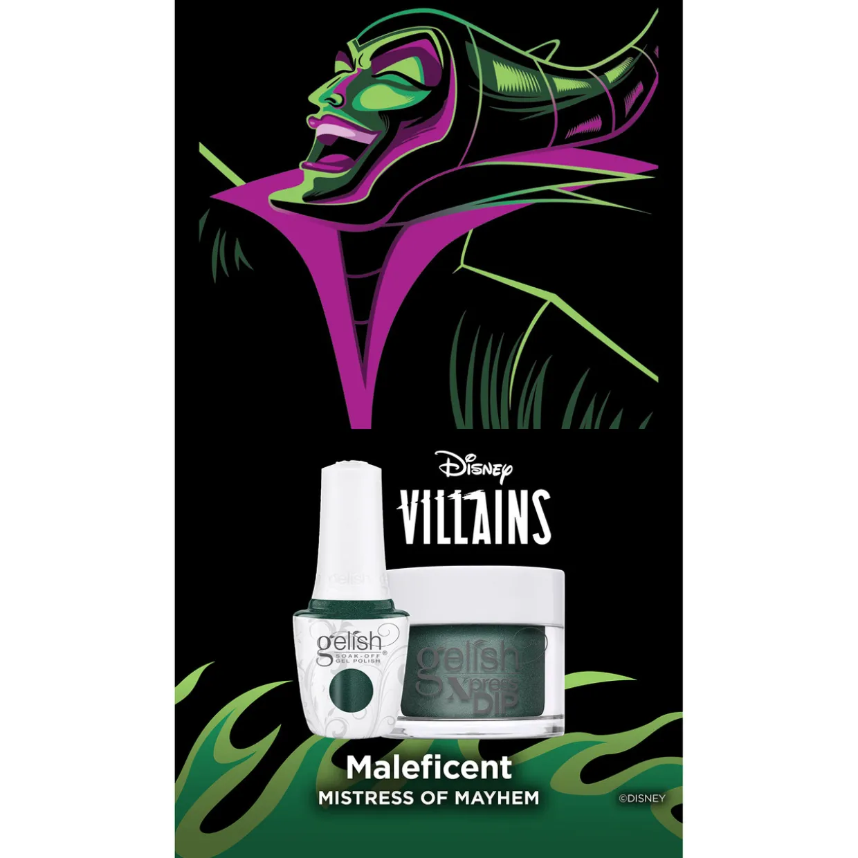 Gelish Xpress Dip "Mistress of Mayhem" Disney Villains Collection, 1.5 oz. - Emerald Glitter
