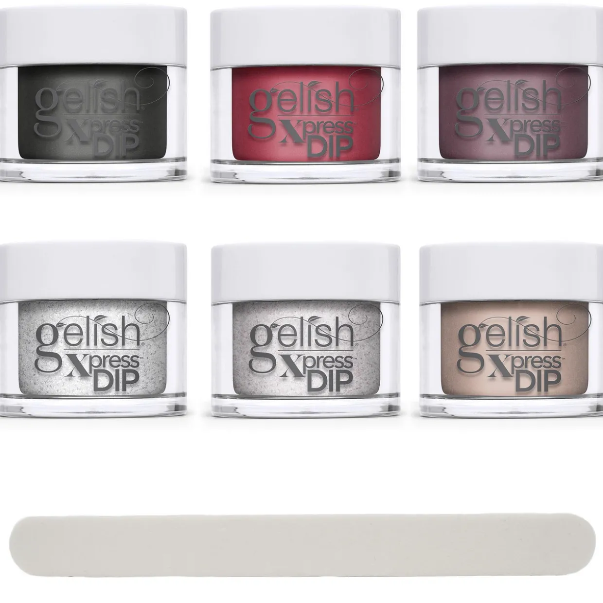 Gelish Xpress Dip "Shake Up The Magic" 2020 Winter Collection Bundle - 6 colors, nail file included!