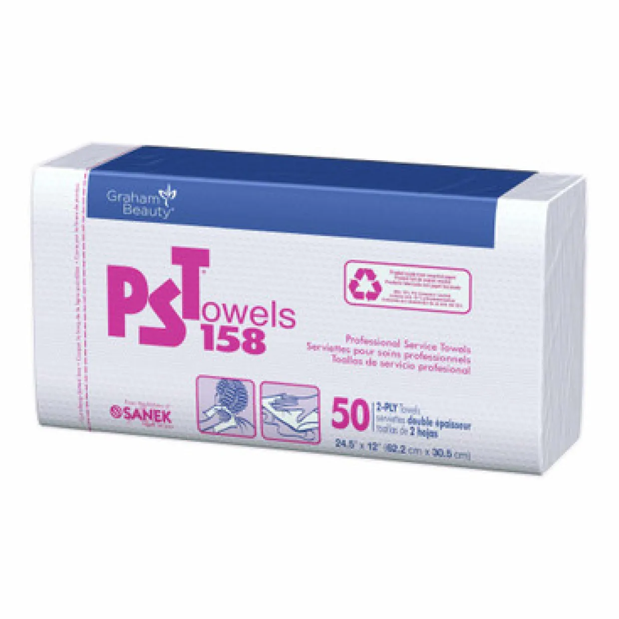 Graham Beauty Professional Service Towels 158, 12"x24.5" Case Pack of 10 Packs