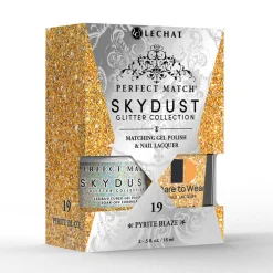 LeChat "Pyrite Blaze" - Perfect Match Sky Dust Collection Duo Set Lacquer & Gel - SDMS19, 15 mL | .5 fl. oz