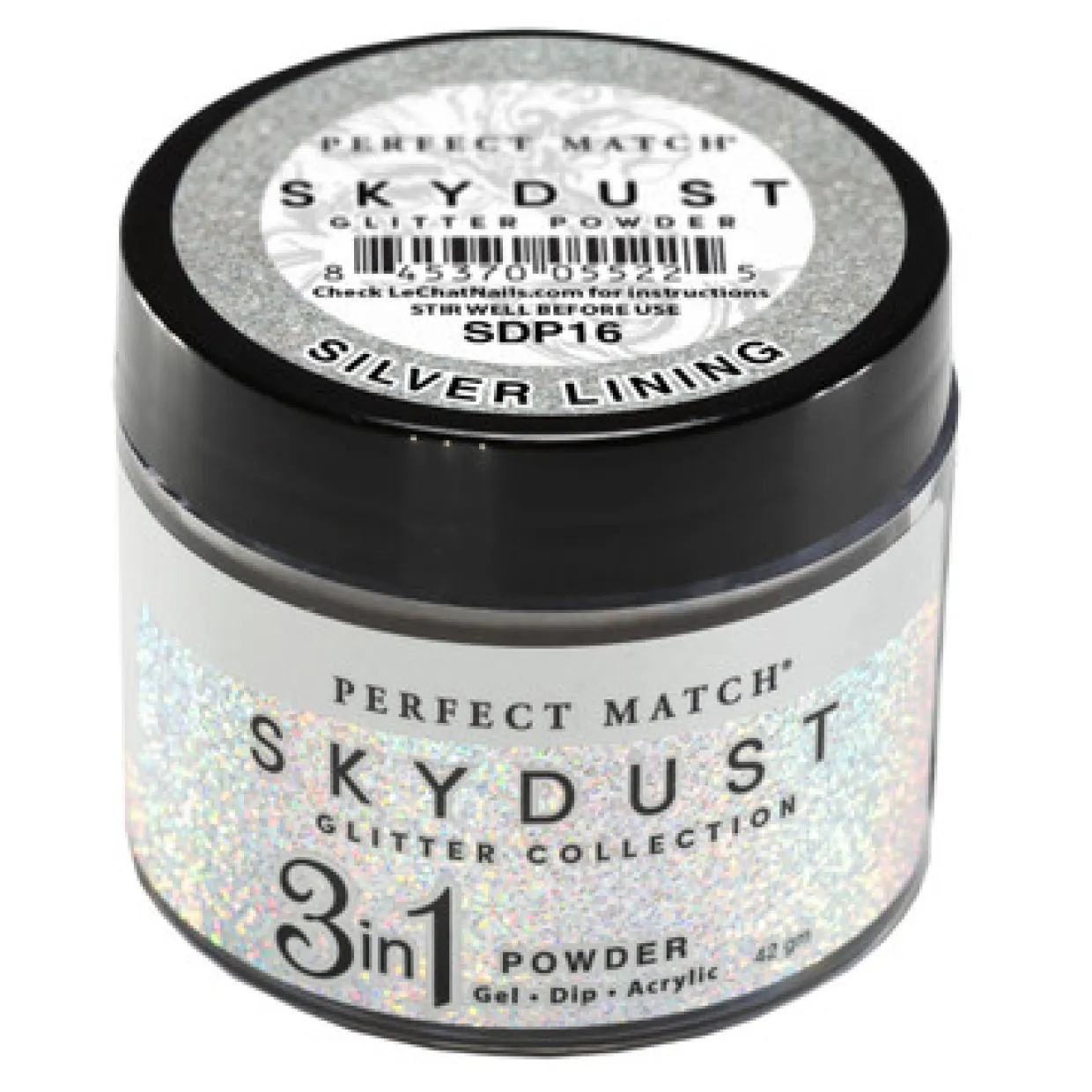 LeChat "Silver Lining" - Perfect Match Sky Dust Collection 3-in-1 Dip Powder, 42g - SDP16, 43 g