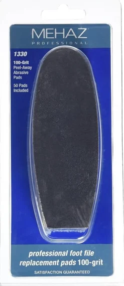 Mehaz Stainless Steel Foot File Refill Pads 100 Grit - 50pk