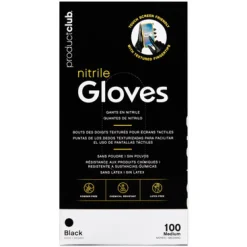 Product Club Disposable Black Nitrile Gloves, Size Medium, 100 ct.