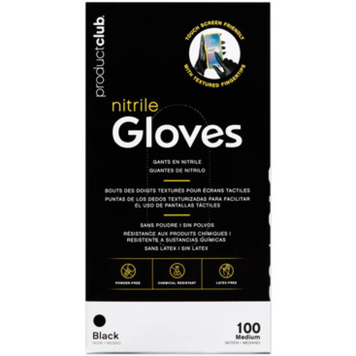 Product Club Disposable Black Nitrile Gloves, Size Medium, 100 ct.