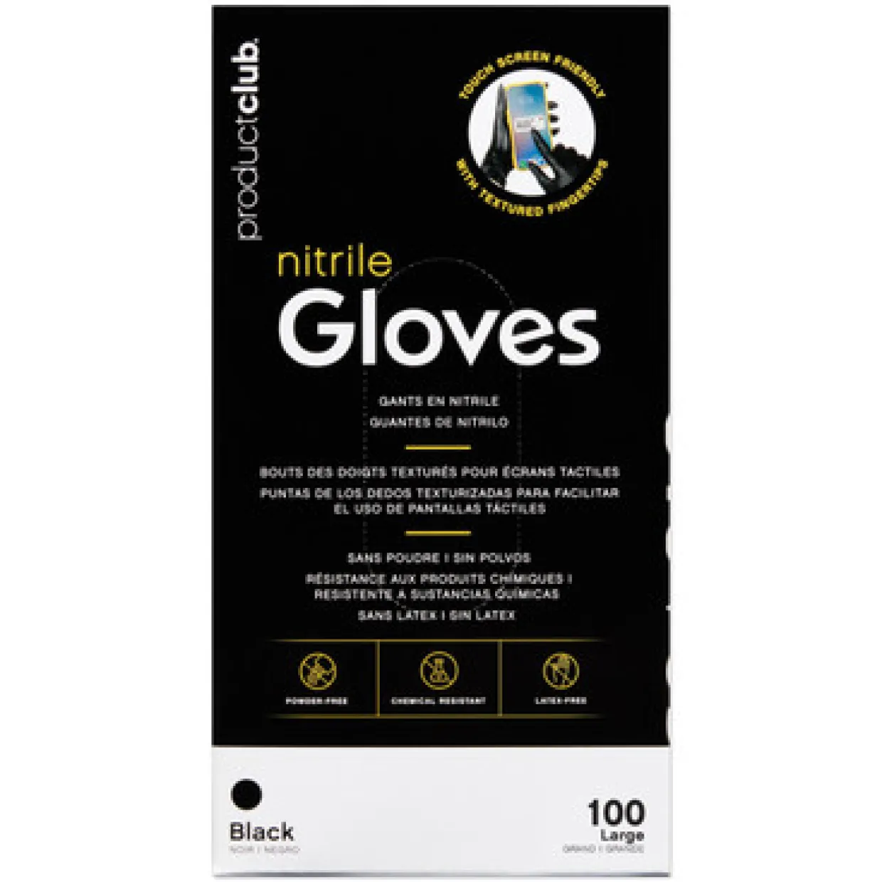 Product Club Disposable Black Nitrile Gloves, Size Large, 100 ct.