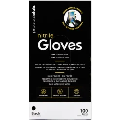 Product Club Disposable Black Nitrile Gloves, Size Large, Case Pack of 10 Boxes