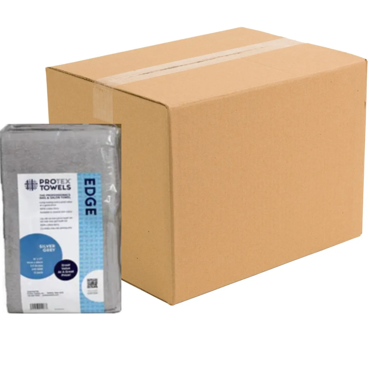 ProTex Edge Hand Towels, Silver Grey, 16"x27", Case of 180 Towels