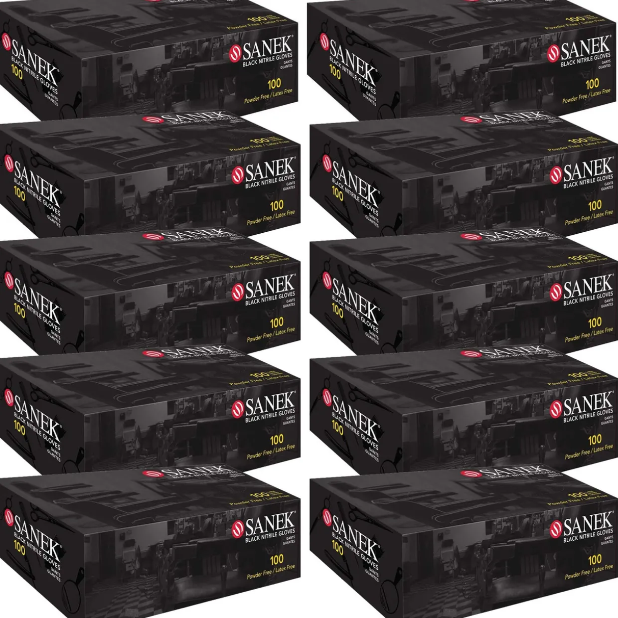 Sanek® Nitrile Gloves Power Free Lg Black - Case Pack of 10 Boxes of 100 Gloves