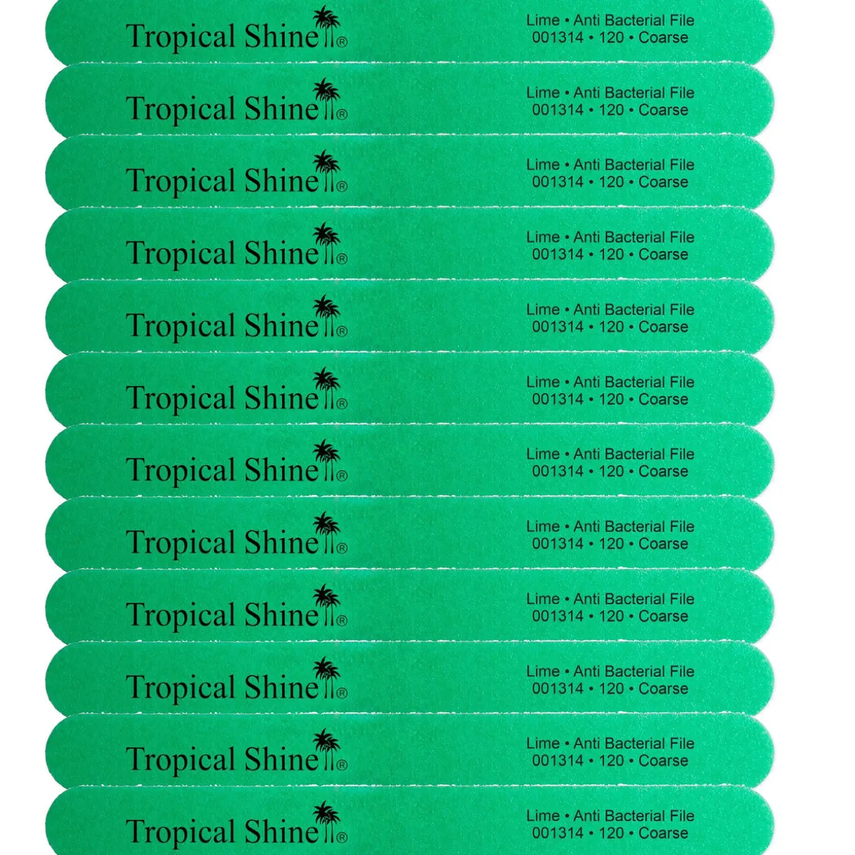 Tropical Shine Anti Bacterial File Lime 120 Grit (Coarse)- Case Pack of 12